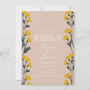 Invitación Boda Vintage Botánico Floral Silvestre Dibujada a