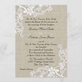 Invitación Boda Vintage Burlap y Lace