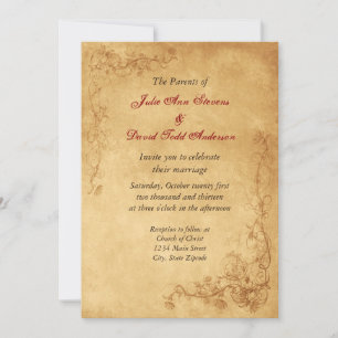 Invitación Boda Vintage Caramel Brown