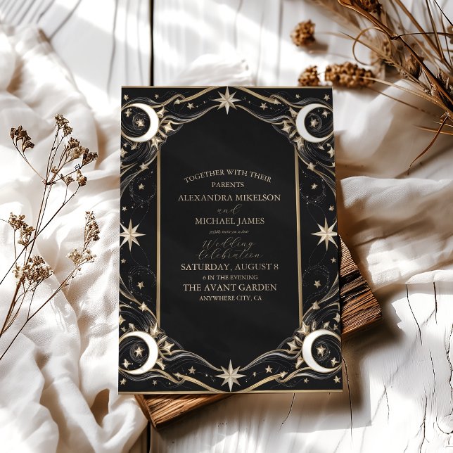 Invitación Boda Vintage Celestial Luna Estrellas (Subido por el creador)