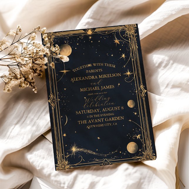 Invitación Boda Vintage Celestial Luna Estrellas (Subido por el creador)