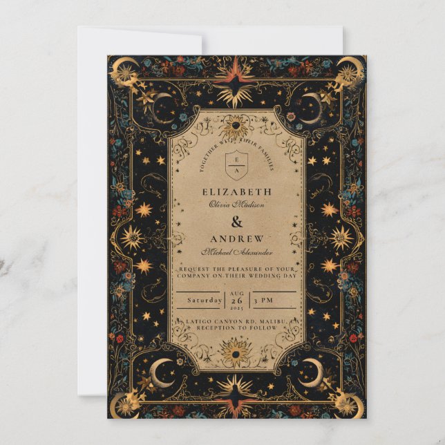 Invitación Boda Vintage Celestial Renacimiento (Anverso)