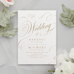 Invitación Boda vintage clásica de caligrafía elegante de oro<br><div class="desc">Diseño moderno de caligrafía boda clásica en color oro editable,  sencillo y elegante. Excelentes invitaciones nupciales para bodas tradicionales,  boda tradicional y boda formal Ver todas las piezas a juego en la colección.</div>
