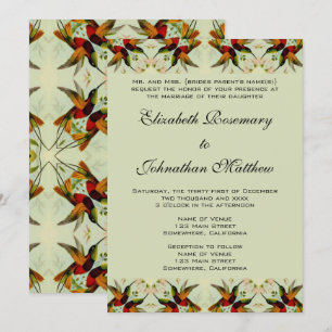 Invitación Boda Vintage, Colibríes y Flores