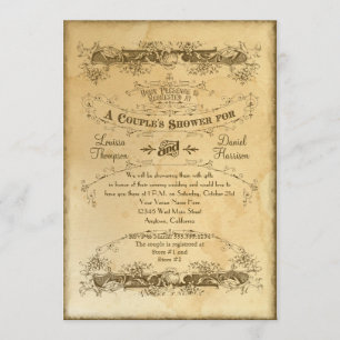 Invitación Boda Vintage con Té Manchado 2 - Ducha con Parejas