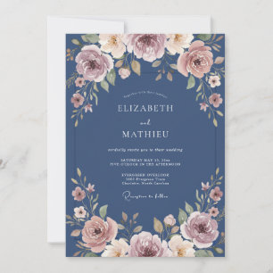 Invitación Boda Vintage de Acero con Pétalo Malva