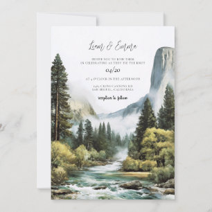 Invitación Boda Vintage de Acuarela Parque Nacional Yosemite