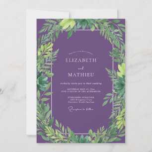 Invitación Boda Vintage de Amatista y Jade Frondoso