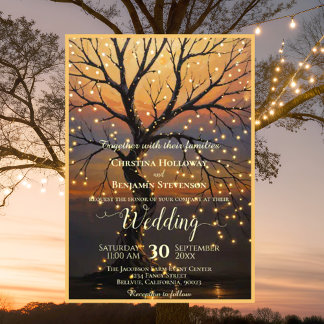 Invitación Boda vintage de árbol de bosques de otoño rústico