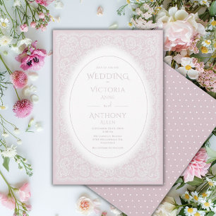 Invitación Boda Vintage de Encaje Blanco Púrpura