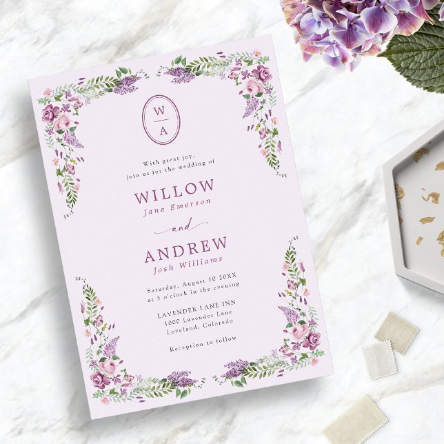 Invitación Boda Vintage de Flores Silvestres (Vintage Wildflower Wedding Invitation
)