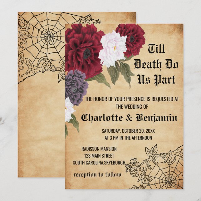 Invitación Boda Vintage de Halloween  (Anverso / Reverso)