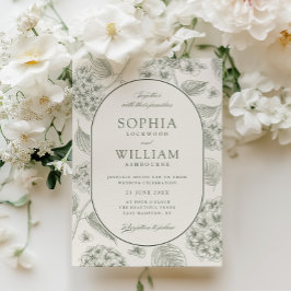Invitación Boda Vintage de Hortensias Salvia