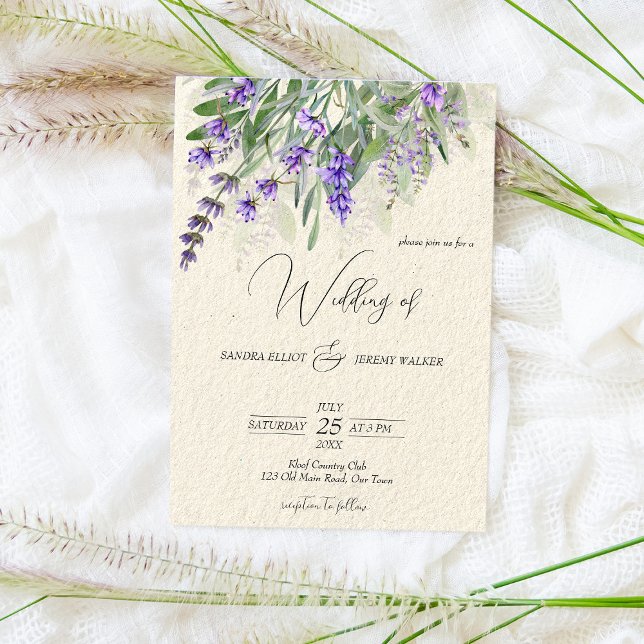 Invitación Boda vintage de Lavender rústica QR (Subido por el creador)