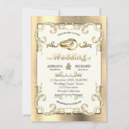 Invitación Boda Vintage de Oro-Plata-Latón con Holograma