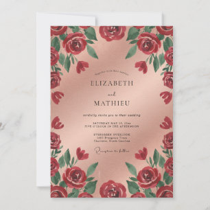 Invitación Boda Vintage de Peonía Escarlata