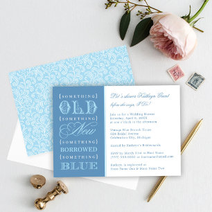 Invitación Boda Vintage de Tipo de Shower Algo Azul