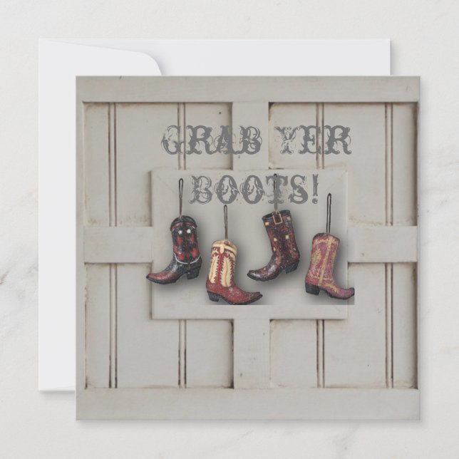 Invitación boda vintage de vaqueros del país occidental (Anverso)