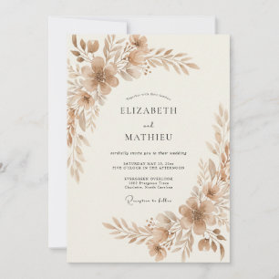 Invitación Boda Vintage Delicada Sepia