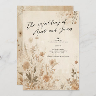 Invitación Boda Vintage Delicate Floral Boho Botánico