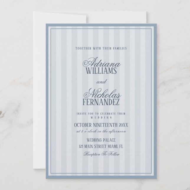 Invitación Boda Vintage Dinero Antiguo Azul (Anverso)