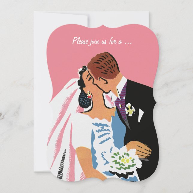 Invitación Boda vintage, ducha de novia retro Groom (Anverso)