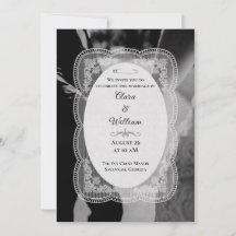 Boda Vintage Elegante Borde de Encaje Azul Marino