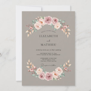 Invitación Boda Vintage Elegante con Mauve Suave