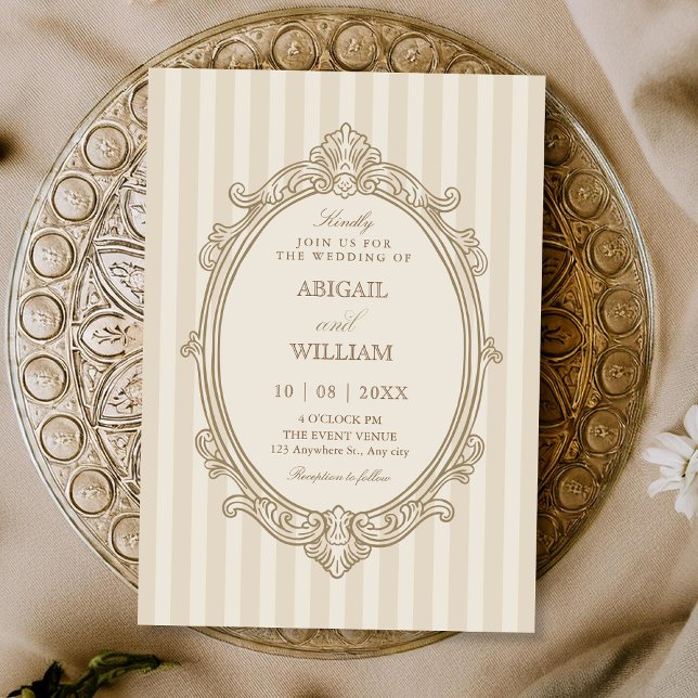 Invitación Boda vintage elegante suave beige  (Subido por el creador)