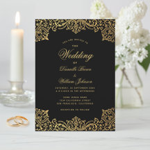Boda Vintage Escritura Elegante Oro Negro Antiguo