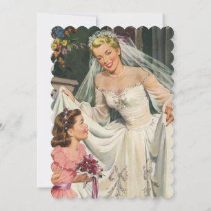 Invitación Boda vintage, Fiesta retro de ducha de novia