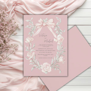 Invitación Boda Vintage Flor de Salvia Verde Arco Rosa