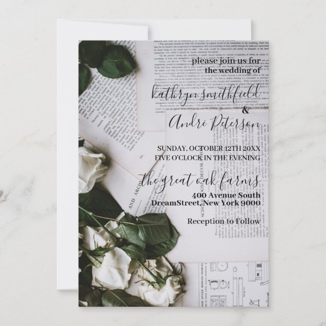 Invitación Boda Vintage Floral (Anverso)