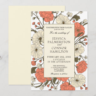 Invitación Boda Vintage Floral Art Nouveau