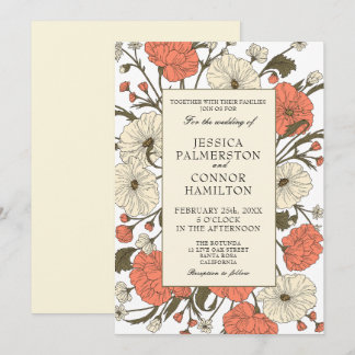 Invitación Boda Vintage Floral Art Nouveau