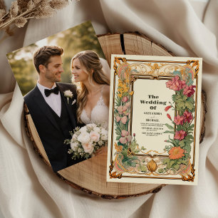 Invitación Boda Vintage Floral Art Nouveau Fotografía