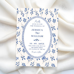 Invitación Boda vintage floral azul