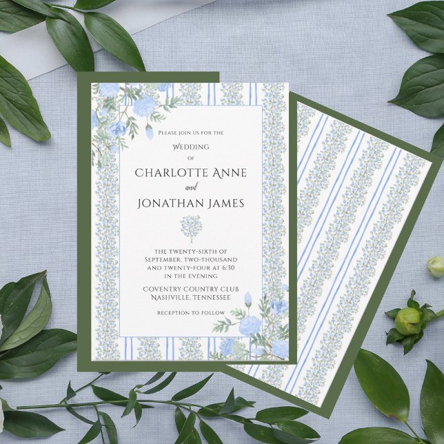 Invitación Boda Vintage Floral Azul (Subido por el creador)