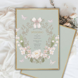 Invitación Boda Vintage Floral de Peonía