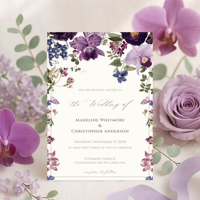 Invitación Boda Vintage Floral Lilac (Subido por el creador)