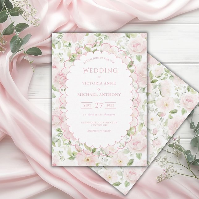 Invitación Boda Vintage Floral Rosa (Subido por el creador)