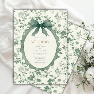 Invitación Boda Vintage Floral Verde