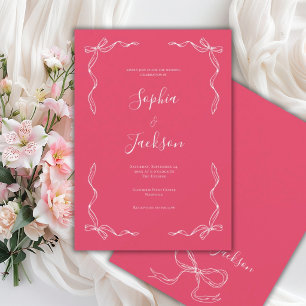 Invitación Boda Vintage Francesa de Rosa Dibujada a Mano en R