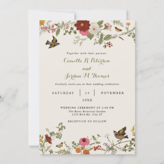 Invitación Boda Vintage Froral Botánico
