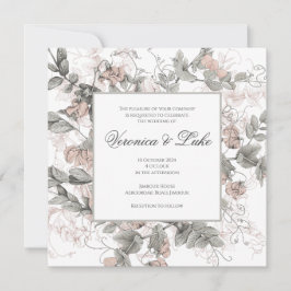 Invitación Boda Vintage Froral Botánico