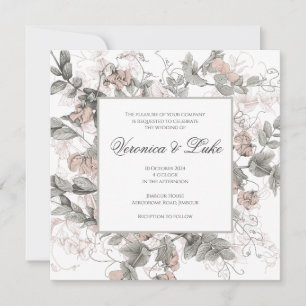 Invitación Boda Vintage Froral Botánico