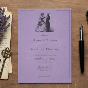 Invitación Boda Vintage Gótico de Toile Morado