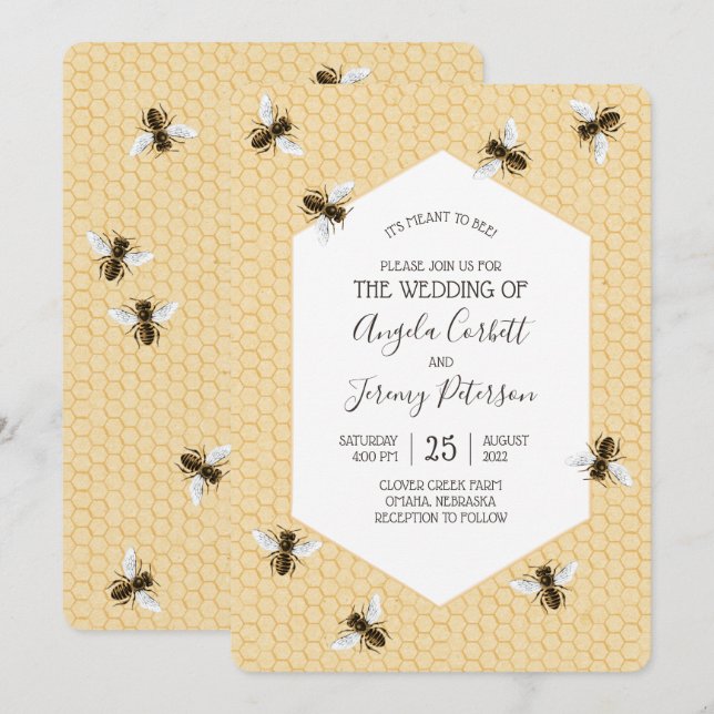 Invitación Boda Vintage Honeybee (Anverso / Reverso)