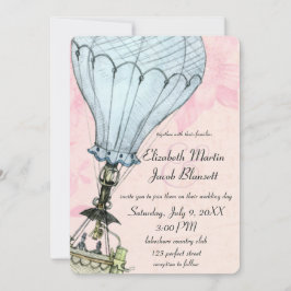 Invitación Boda Vintage Hot Air Balloon Closeup