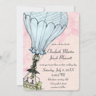 Invitación Boda Vintage Hot Air Balloon Closeup